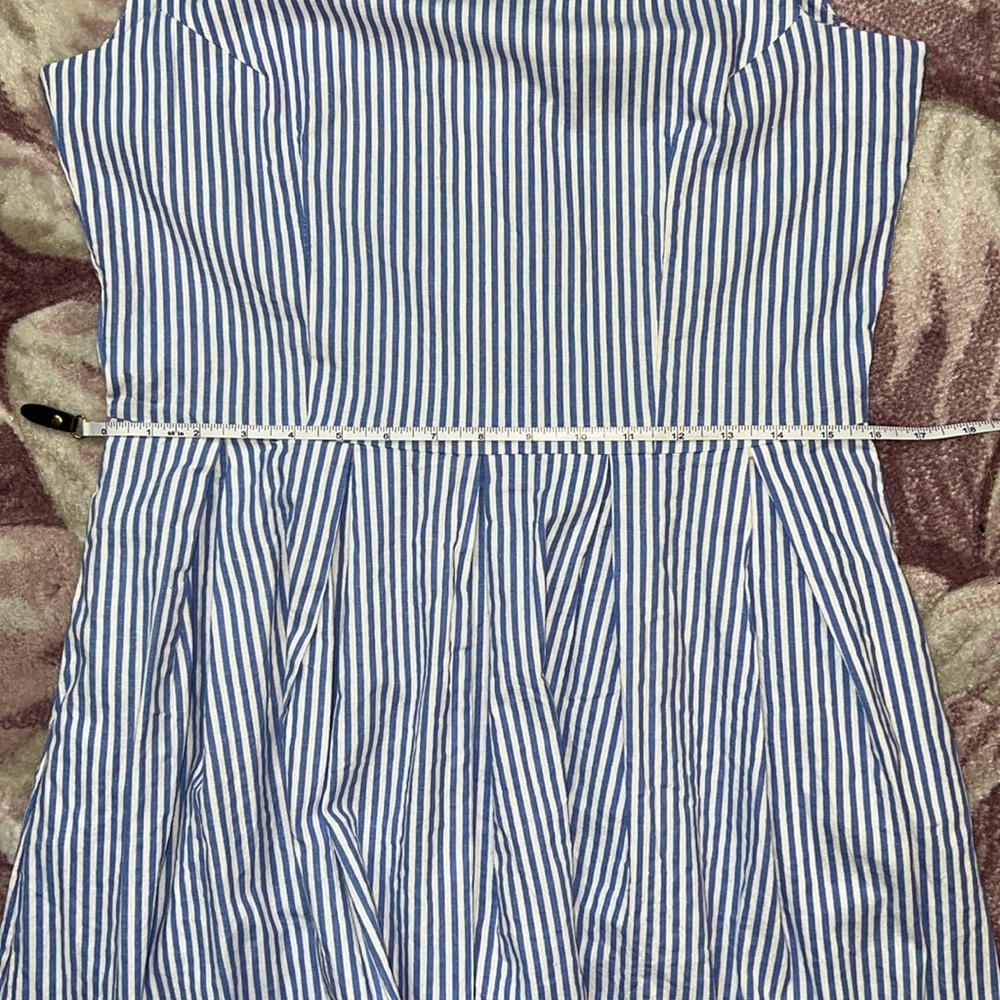 Dolly and Dotty Amanda Blue Pinstriped Cotton Swing Dress - Picture 7 of 11